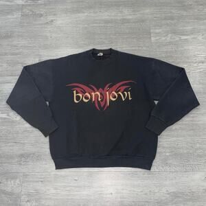Bon Jovi 1995 Vintage Black Sweatshirt Crewneck Adult Extra Large XL 90’s